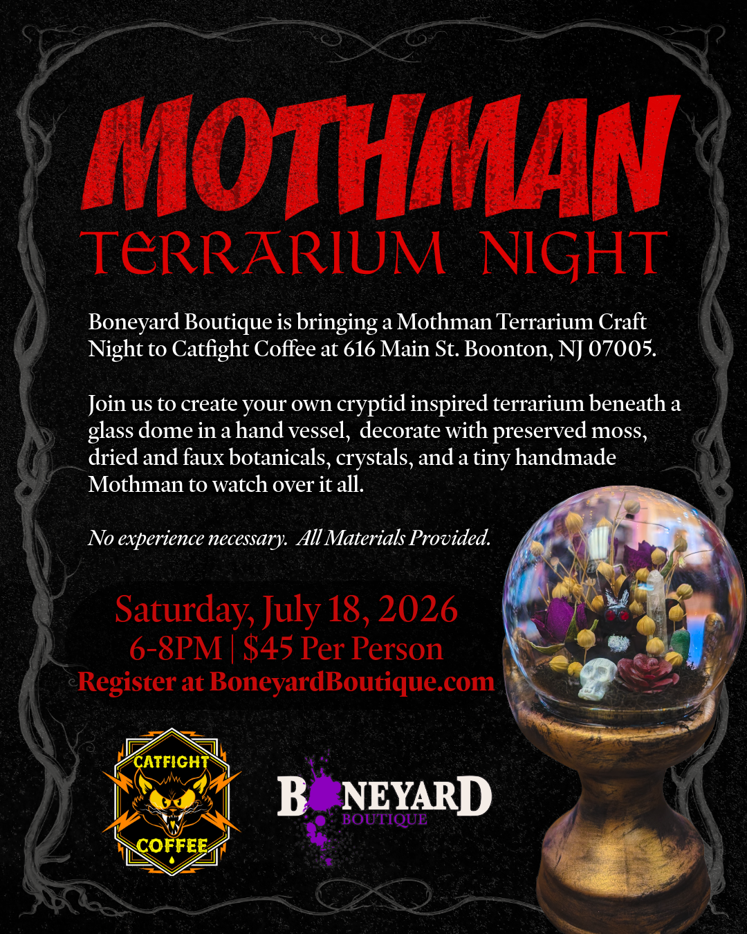 7/18/26  Mothman Terrarium Workshop at Catfight Coffee